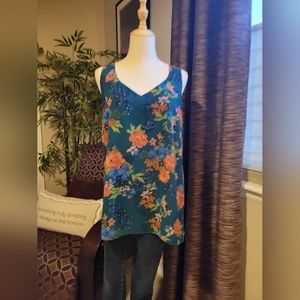 Cabi Still Life Tank Blouse Camisole XL Floral Watercolor Career